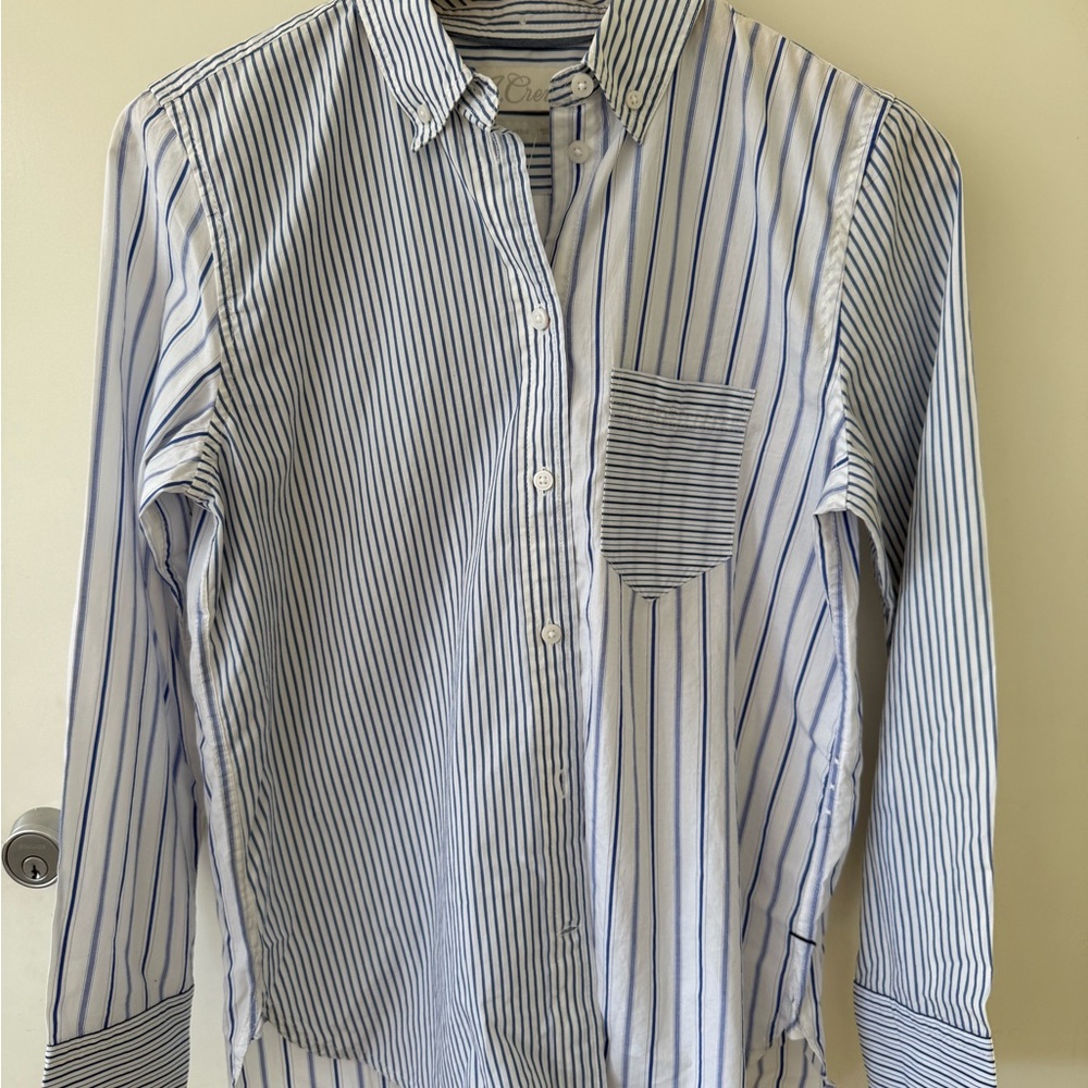 J. Crew Blue and White Casual Button Down Shirt
